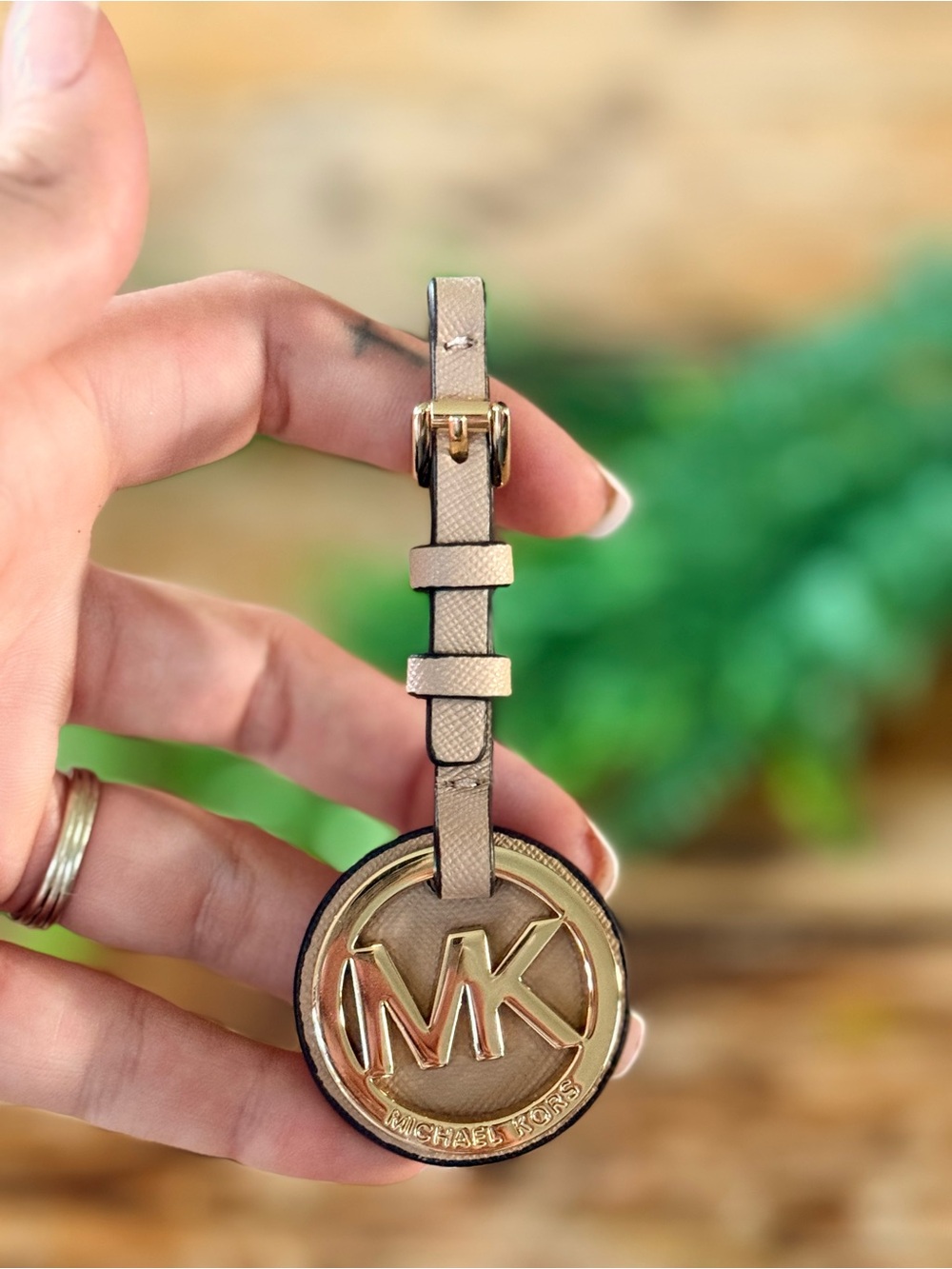 Michael Kors Tan MK Logo Bag Charm - Picture 3 of 4